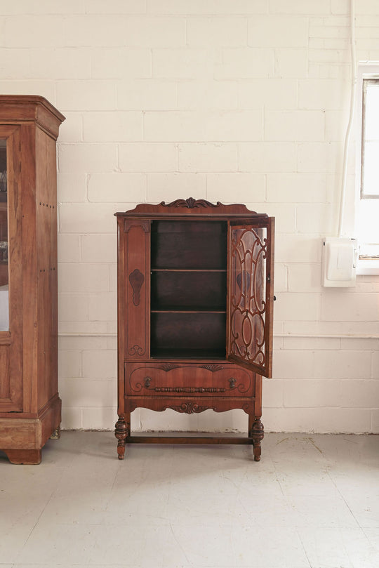 vintage inlaid glass china cabinet