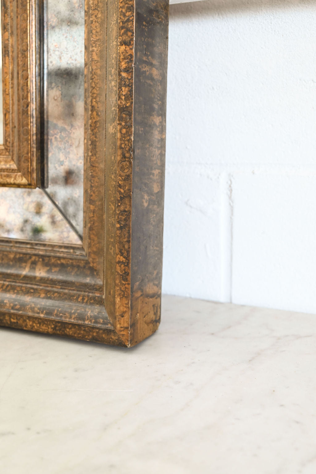 vintage french mirror with wood frame inlay