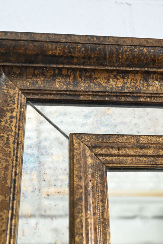 vintage french mirror with wood frame inlay