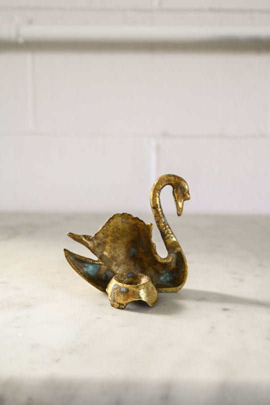 vintage brass swan candleholder