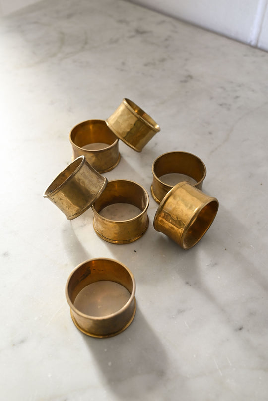 vintage french hammered brass napkin rings