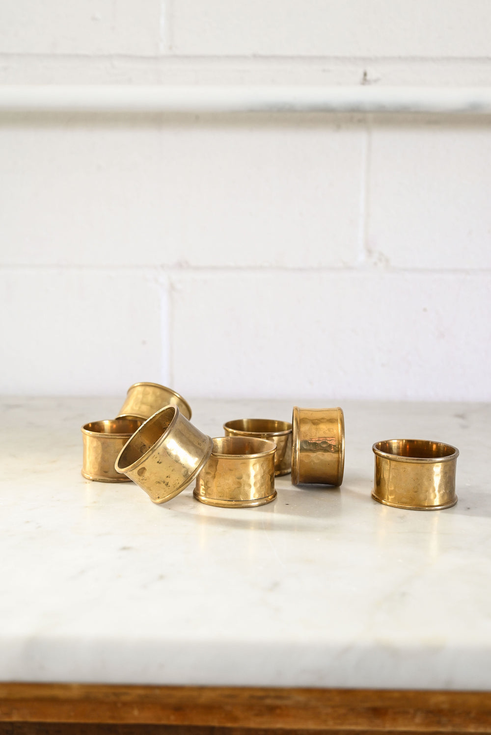 vintage french hammered brass napkin rings