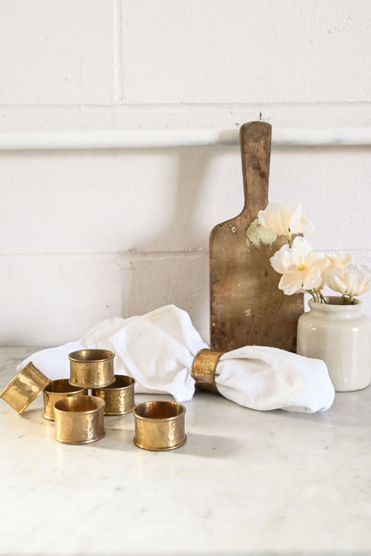 vintage french hammered brass napkin rings