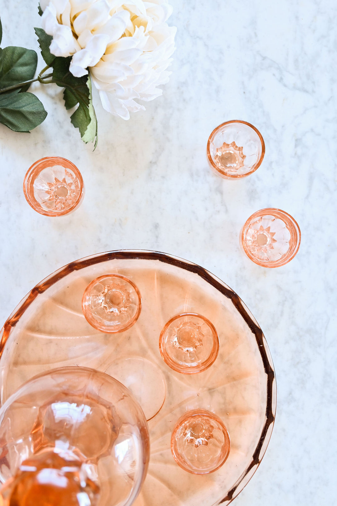 vintage french decanter set with round tray