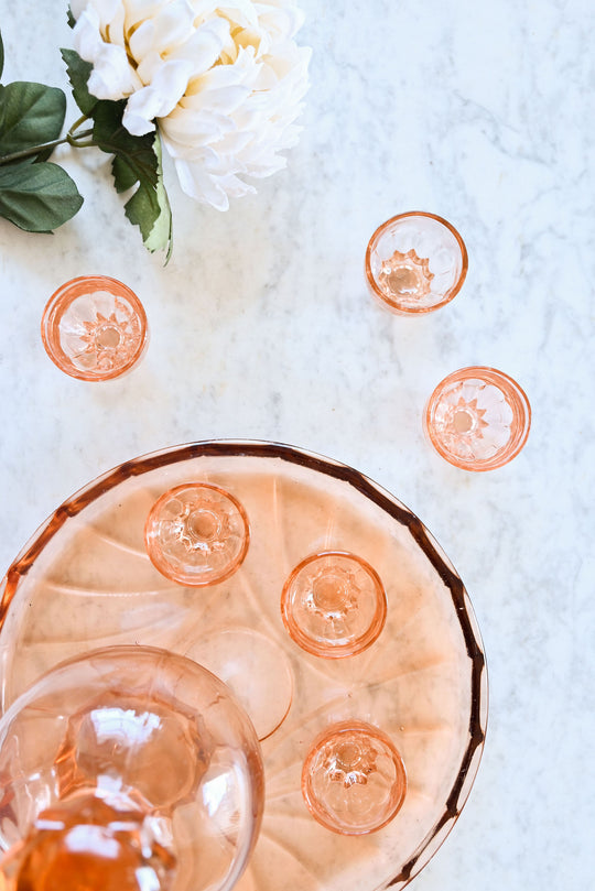vintage french decanter set with round tray