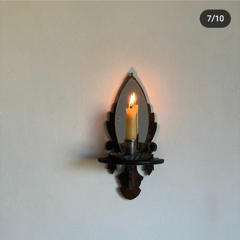 vintage wooden sconce with mirror