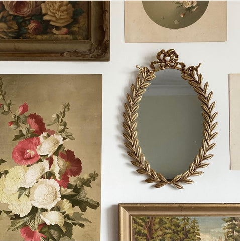 vintage brass laurel leaf mirror