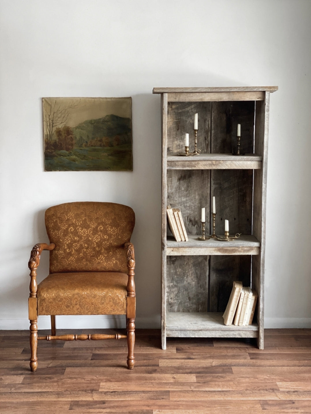 Baguette basket and barn board shelf