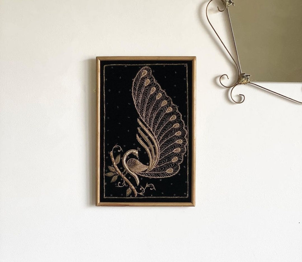 antique hand embroidered Zardozi peacock