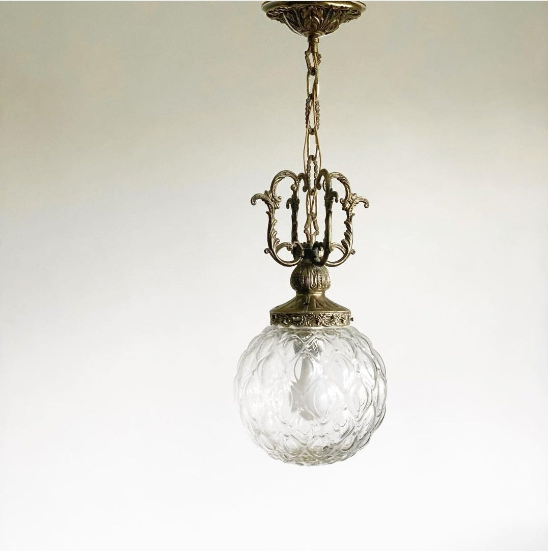 mcm hollywood regency bubble glass pendant lamp