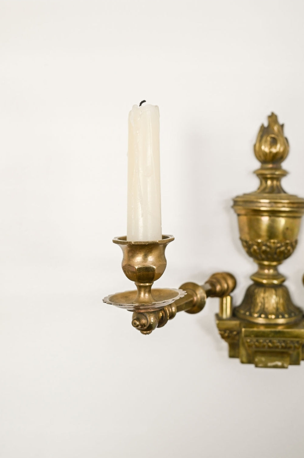 19th century solid brass pivoting wall sconce