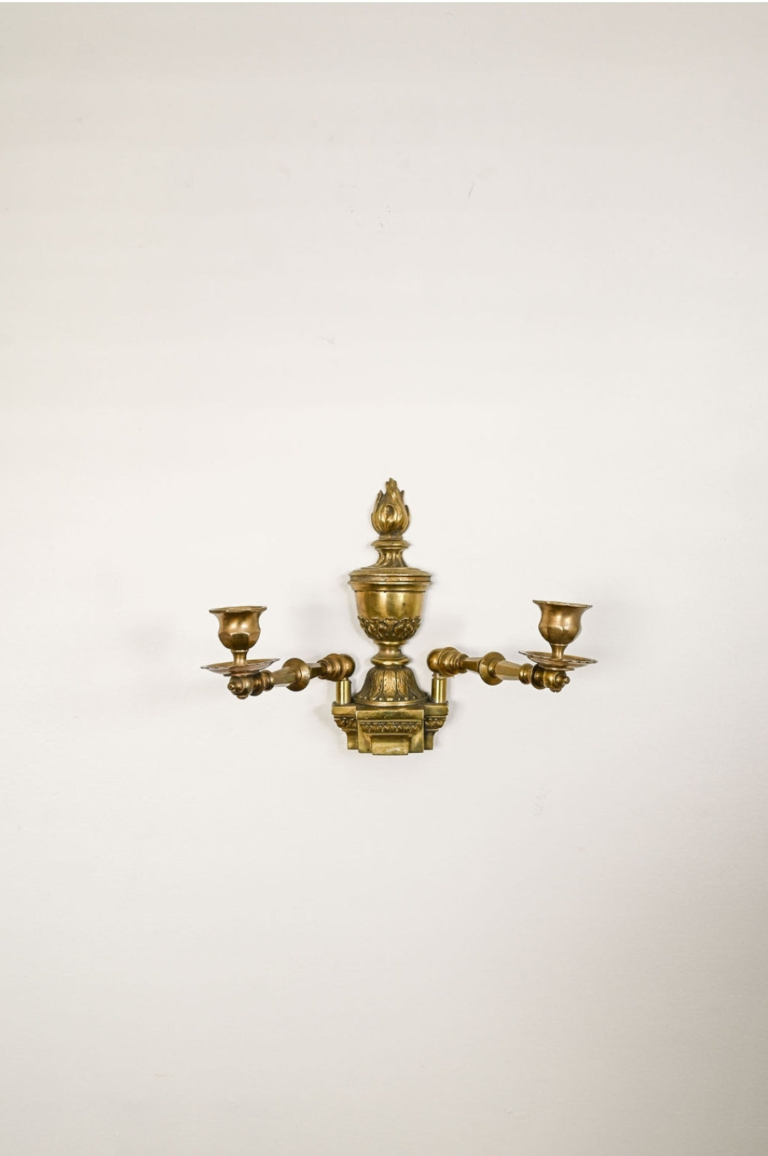 19th century solid brass pivoting wall sconce