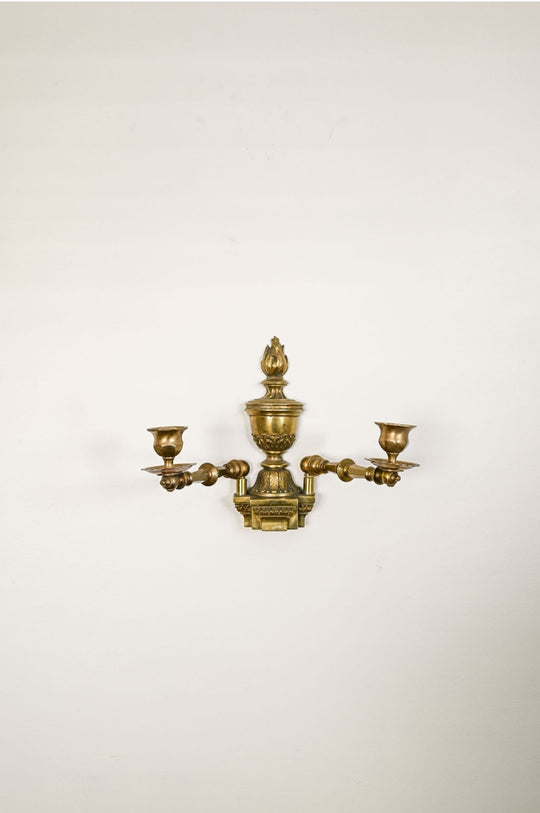 19th century solid brass pivoting wall sconce