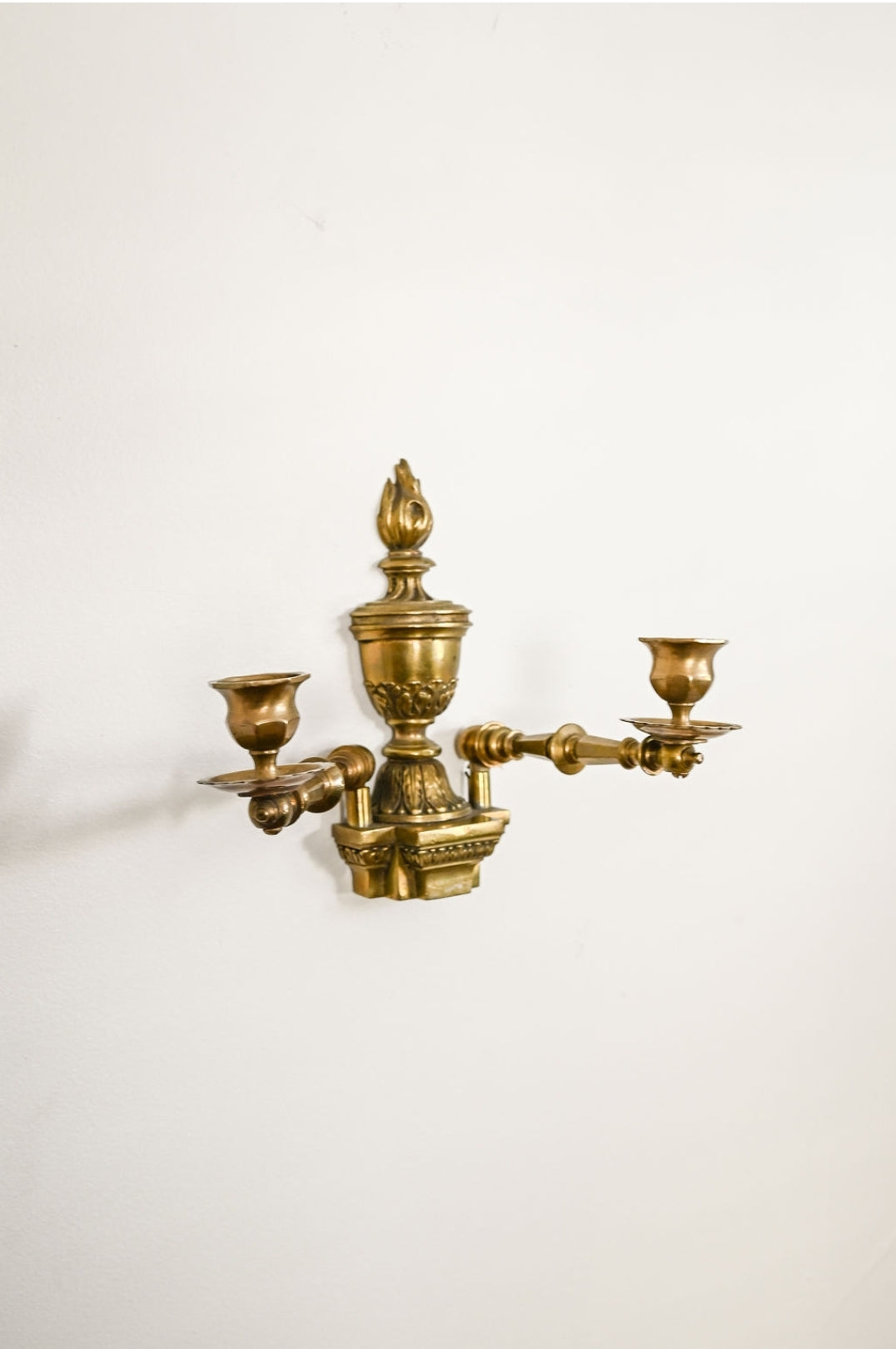19th century solid brass pivoting wall sconce