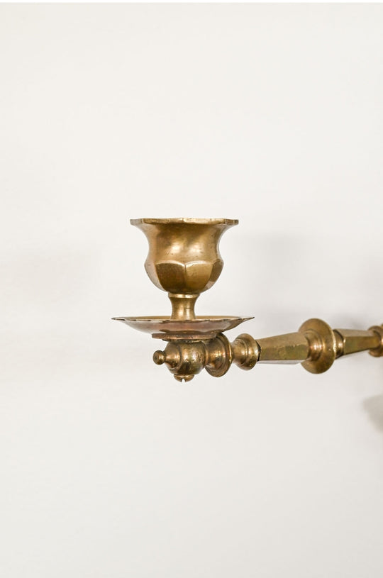 19th century solid brass pivoting wall sconce
