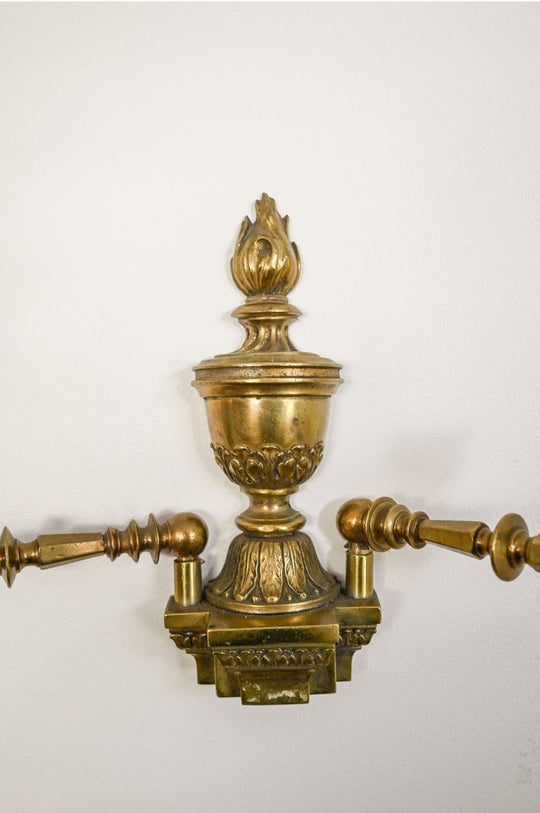 19th century solid brass pivoting wall sconce