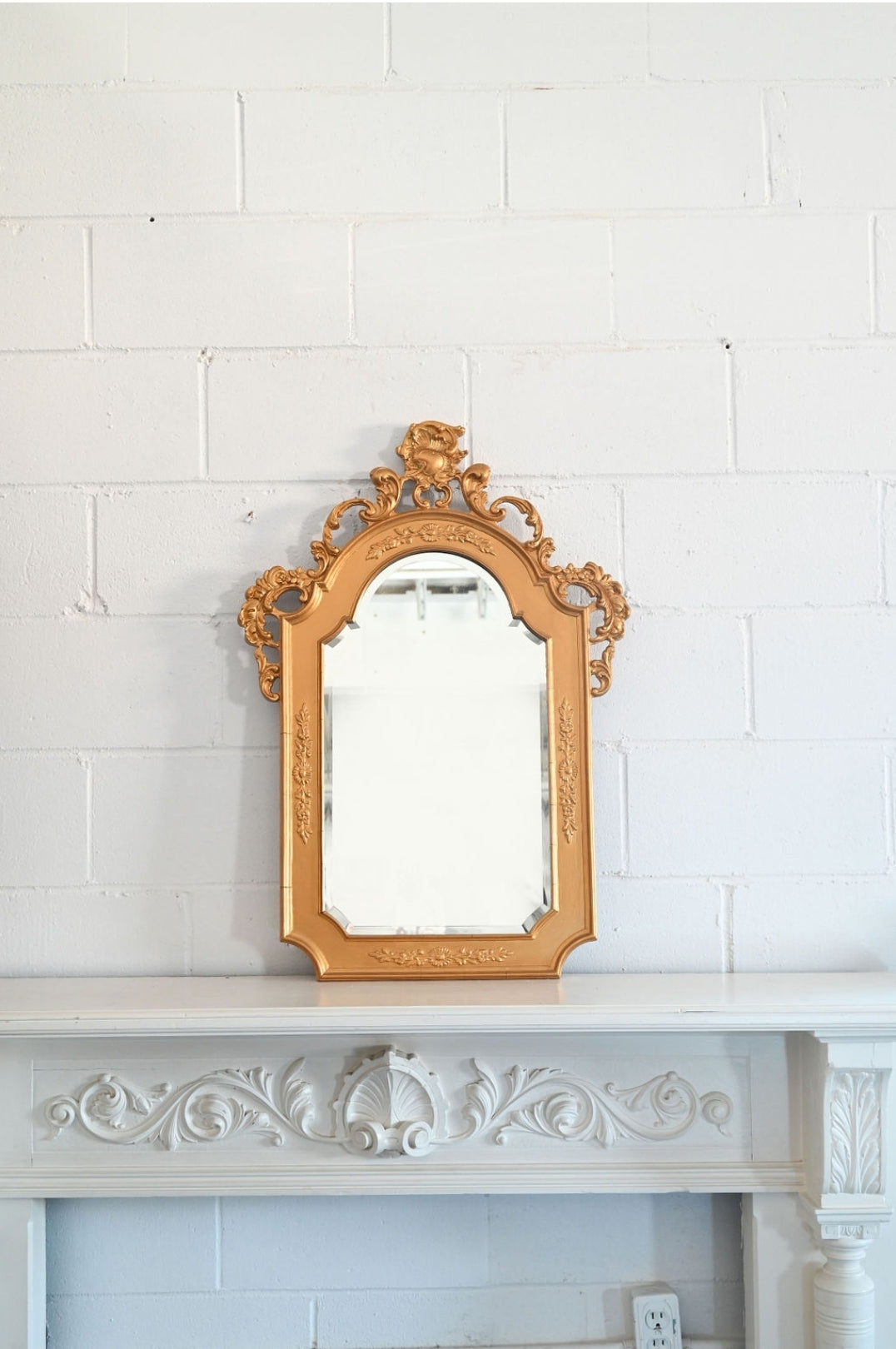 antique french ornamented gold mirror