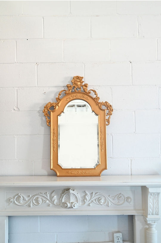 antique french ornamented gold mirror