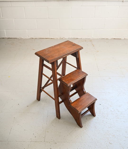 vintage folding wood step stool