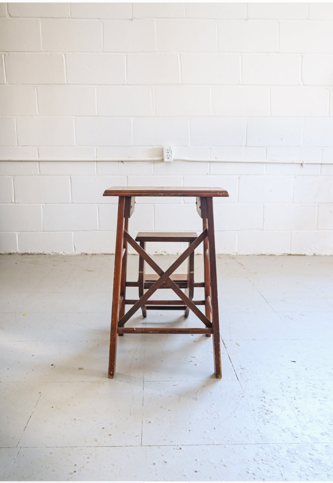 vintage folding wood step stool
