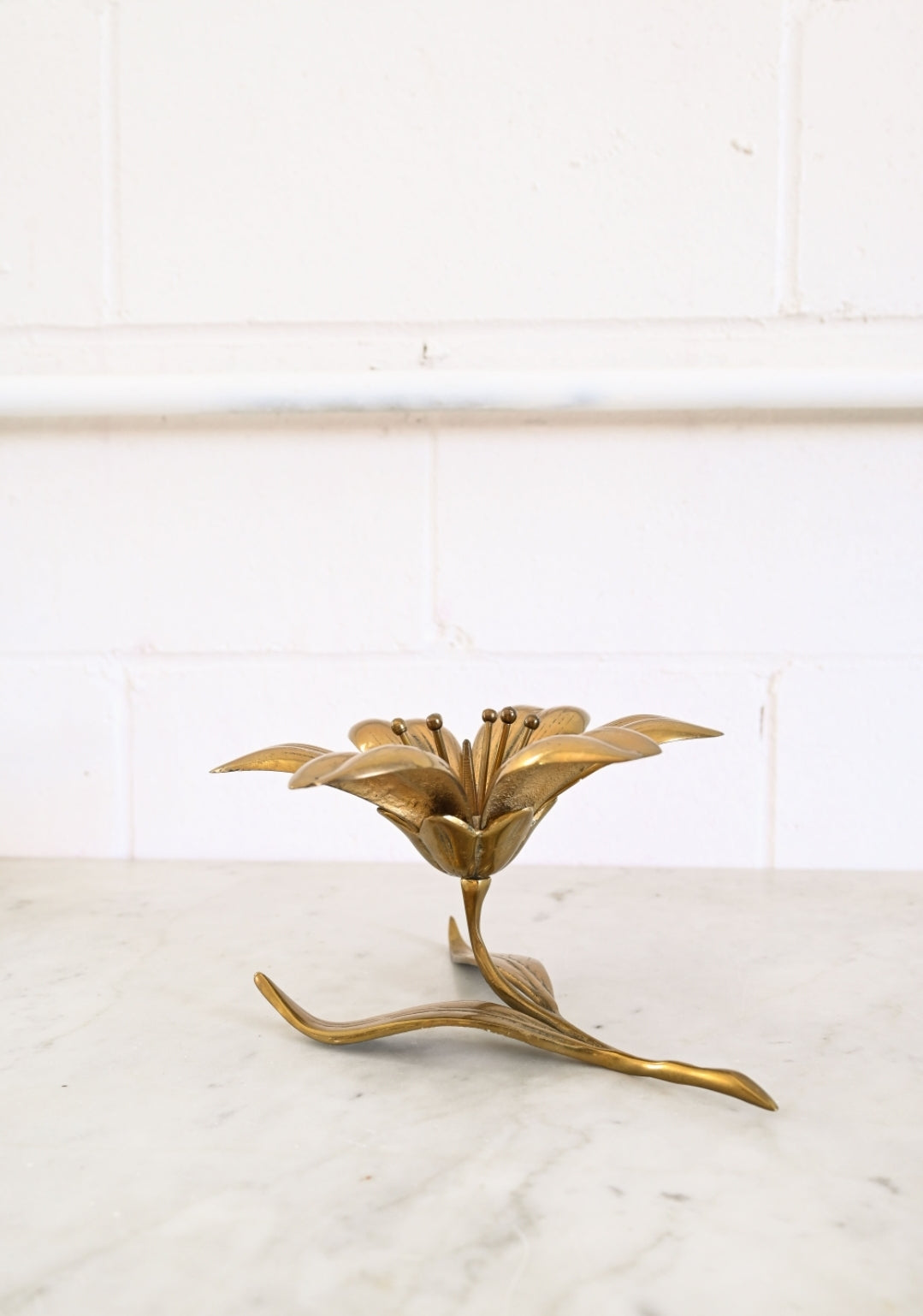 midcentury solid brass lotus "cendrier"