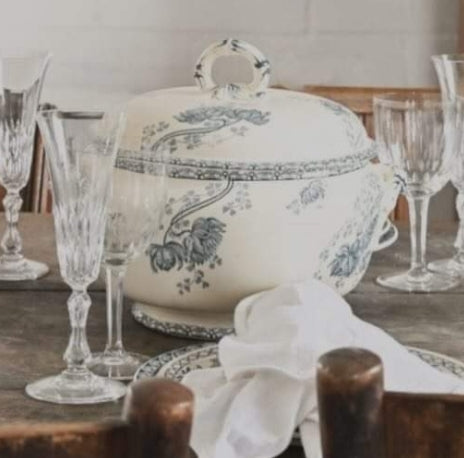 antique french transferware soupière