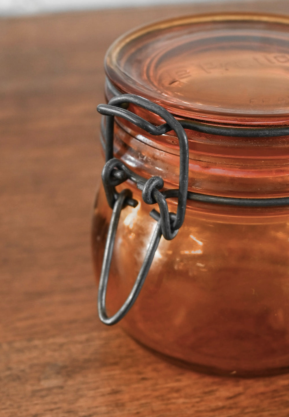 set of 3 vintage French amber canning jars, small