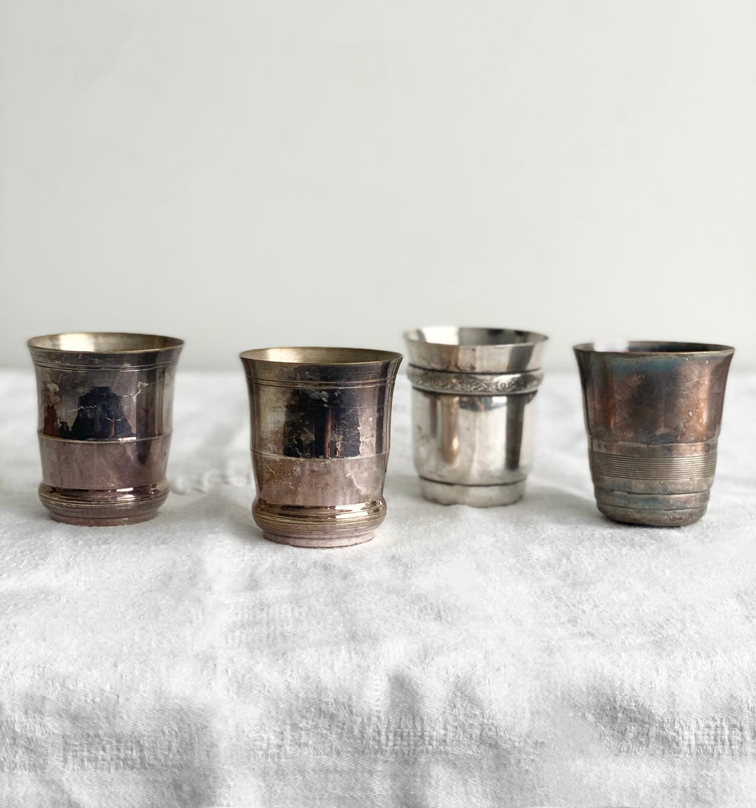 set of 4 french 1940s silver cups
