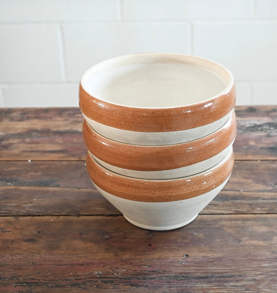 set of vintage french digoin stoneware bowls