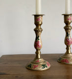 pair of vintage cloisonné candle sticks