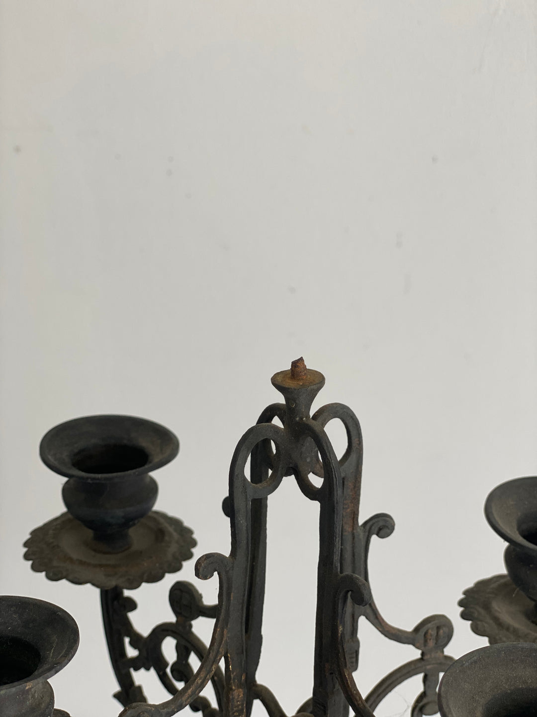 antique French marble and cast iron Napoleon III fireplace candelabra