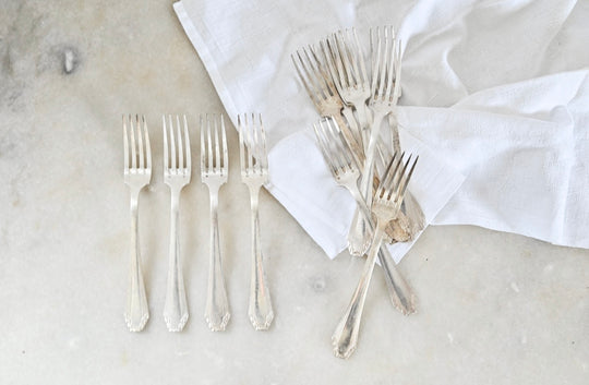 vintage french silverplate forks, set of 12