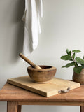 large antique French wood mortar & pestle