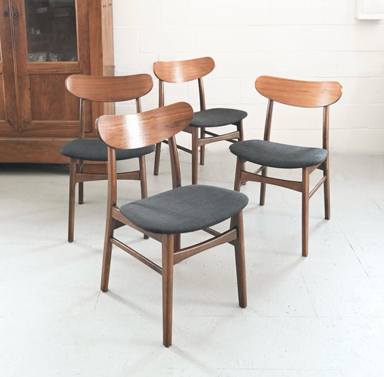 midcentury teak chairs, set of 4
