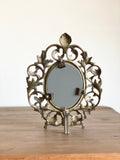 vintage French ornate brass mirror
