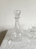vintage French crystal decanter and liquor tag