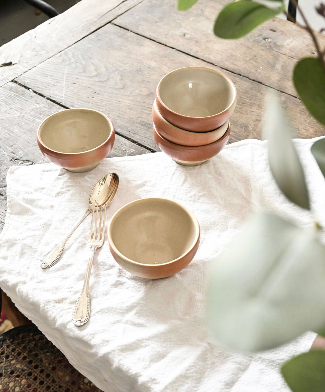 set of 5 vintage french digoin stoneware bowls