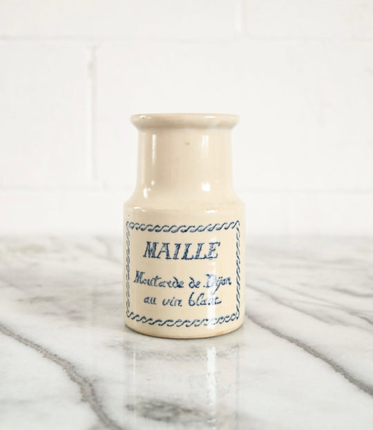 vintage french maille stoneware mustard jar