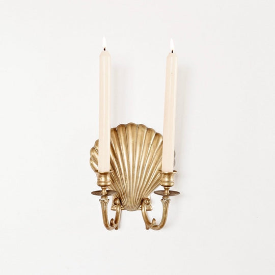 vintage french solid brass seashell candle sconce