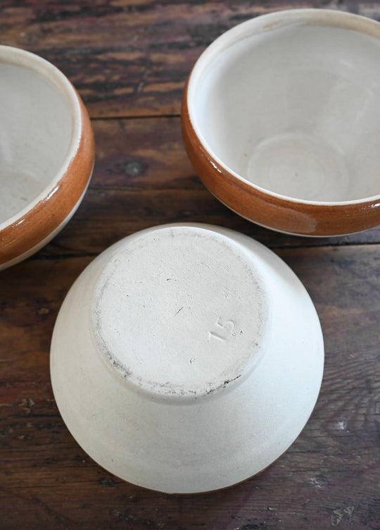 set of vintage french digoin stoneware bowls