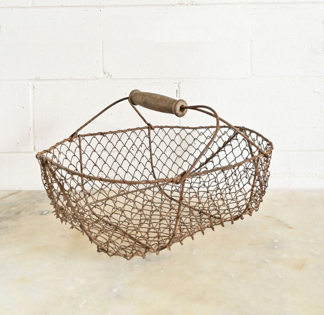 vintage french wire gathering basket