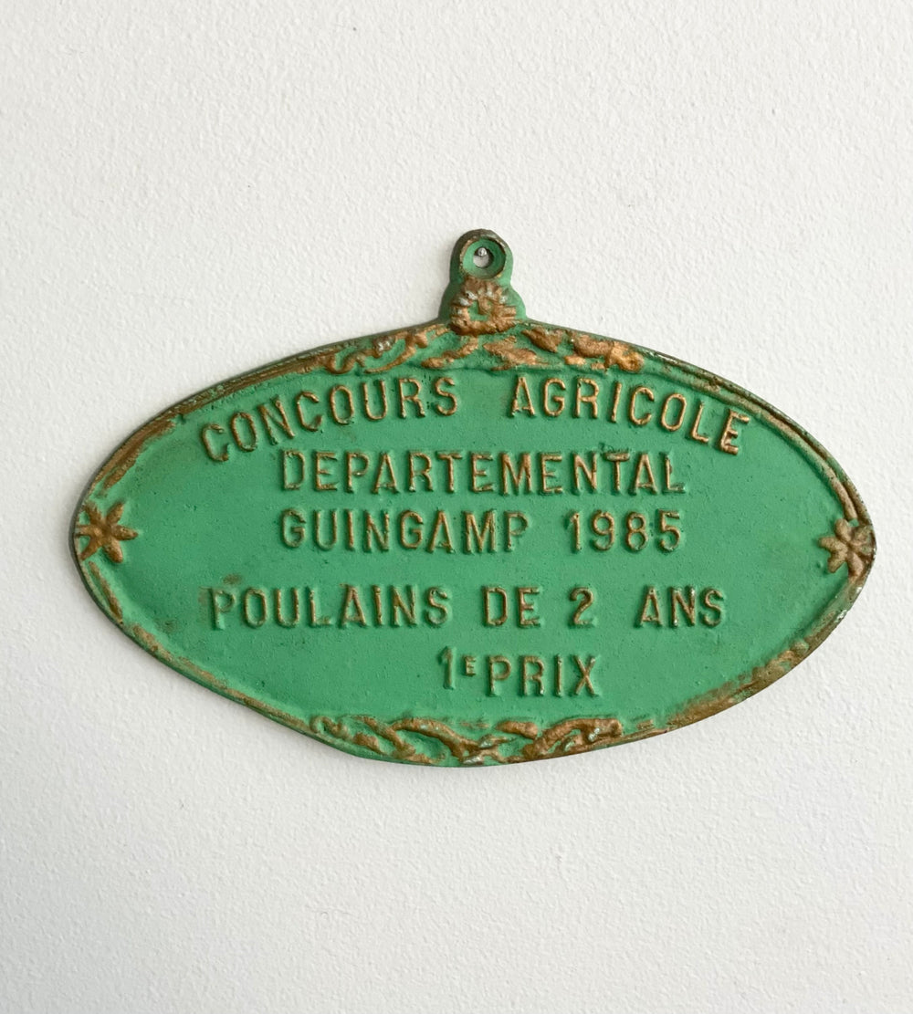 vintage French agricultural award plaque