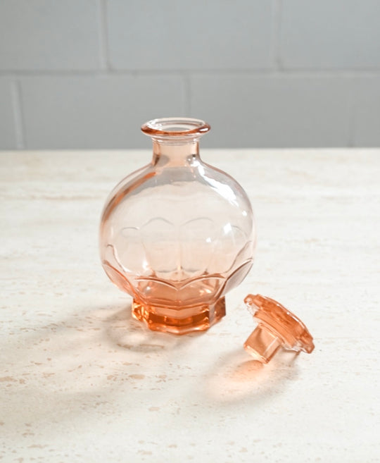 vintage french pink glass decanter set