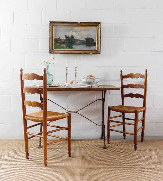 1920s French oak and cast iron bistro table