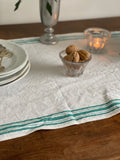 vintage French striped linen raw edge table runner