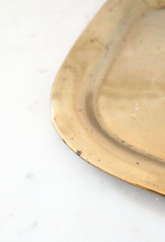 vintage french hammered brass serving tray