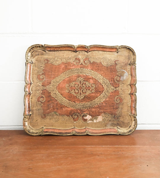 vintage golden italian florentine tray