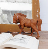 vintage french hand carved burl wood horse