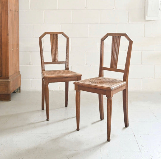 pair of art deco french oak parlour chairs