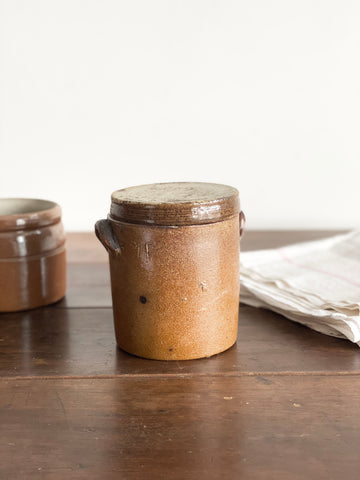 vintage French lidded stoneware pot